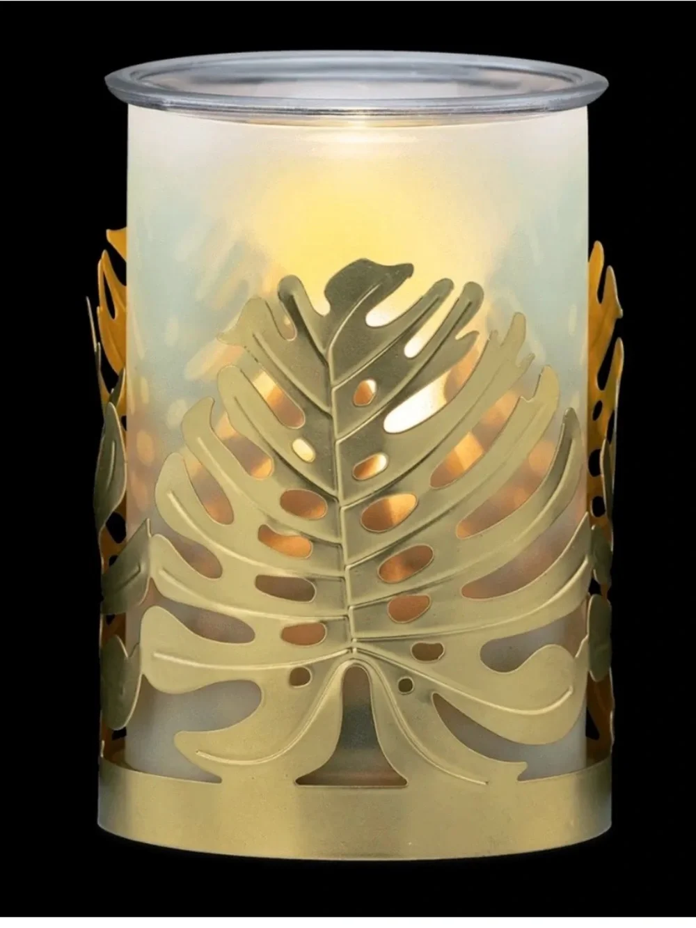 Scentsy Luxe Leaves Wax Warmer Electric Melter Gold Metal Glass NEW in BOX
